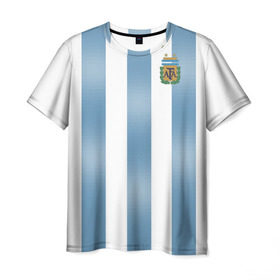 Мужская футболка 3D с принтом Аргентина ЧМ 2018 в Санкт-Петербурге, 100% полиэфир | прямой крой, круглый вырез горловины, длина до линии бедер | cup | fifa | world | мира | мундиаль | россия | чемпионат