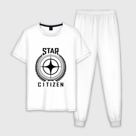 Мужская пижама хлопок с принтом Star Citizen в Санкт-Петербурге, 100% хлопок | брюки и футболка прямого кроя, без карманов, на брюках мягкая резинка на поясе и по низу штанин
 | Тематика изображения на принте: игра | космический | космос | симулятор