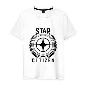 Мужская футболка хлопок с принтом Star Citizen в Санкт-Петербурге, 100% хлопок | прямой крой, круглый вырез горловины, длина до линии бедер, слегка спущенное плечо. | Тематика изображения на принте: игра | космический | космос | симулятор