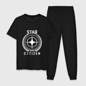 Мужская пижама хлопок с принтом Star Citizen в Санкт-Петербурге, 100% хлопок | брюки и футболка прямого кроя, без карманов, на брюках мягкая резинка на поясе и по низу штанин
 | Тематика изображения на принте: игра | космический | космос | симулятор