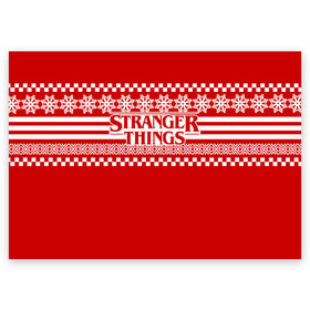 Поздравительная открытка с принтом Свитер Stranger Things в Санкт-Петербурге, 100% бумага | плотность бумаги 280 г/м2, матовая, на обратной стороне линовка и место для марки
 | stranger things | новогодний | очень странные дела | праздничный | рождество | свитер