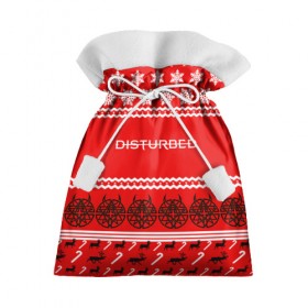 Подарочный 3D мешок с принтом Праздничный Disturbed в Санкт-Петербурге, 100% полиэстер | Размер: 29*39 см | Тематика изображения на принте: disturbed | встревоженные | джон мойер | дистёрбд | дэвид дрейман | дэн дониган | майк венгрен | новогодний | новый год | праздник | рождество