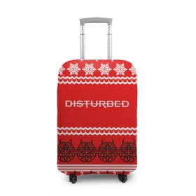 Чехол для чемодана 3D с принтом Праздничный Disturbed в Санкт-Петербурге, 86% полиэфир, 14% спандекс | двустороннее нанесение принта, прорези для ручек и колес | disturbed | встревоженные | джон мойер | дистёрбд | дэвид дрейман | дэн дониган | майк венгрен | новогодний | новый год | праздник | рождество