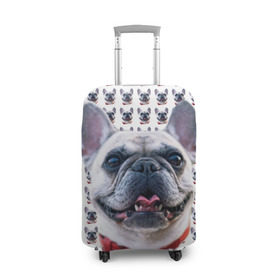Чехол для чемодана 3D с принтом Французский бульдог в Санкт-Петербурге, 86% полиэфир, 14% спандекс | двустороннее нанесение принта, прорези для ручек и колес | Тематика изображения на принте: бульдог | бульдожка | пес | песик | собака | французский бульдог