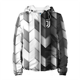 Женская куртка 3D с принтом Juventus 2018 Geometry Sport в Санкт-Петербурге, ткань верха — 100% полиэстер, подклад — флис | прямой крой, подол и капюшон оформлены резинкой с фиксаторами, два кармана без застежек по бокам, один большой потайной карман на груди. Карман на груди застегивается на липучку | fc | juventus | спорт | спортивные | фк | футбол | футбольный клуб | ювентус