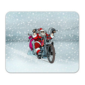 Коврик прямоугольный с принтом Санта Клаус байкер в Санкт-Петербурге, натуральный каучук | размер 230 х 185 мм; запечатка лицевой стороны | Тематика изображения на принте: байк | дед мороз | зима | мотоцикл | рождество | снег