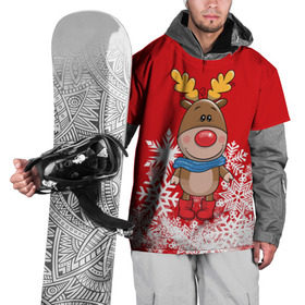 Накидка на куртку 3D с принтом Олень в шарфике в Санкт-Петербурге, 100% полиэстер |  | новогодний олень | новый год | олень | олень в шарфике | подарок на новый год