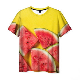 Мужская футболка 3D с принтом арбуз в Санкт-Петербурге, 100% полиэфир | прямой крой, круглый вырез горловины, длина до линии бедер | berry | food | fruit | health | rest | summer | vegan | vegetarianism | vitamins | watermelon | арбуз | веган | вегетарианство | витамины | еда | здоровье | лето | отдых | фрукты | ягода