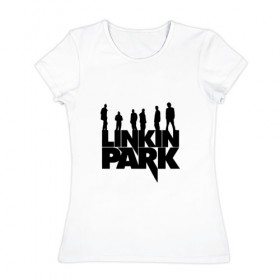 Женская футболка хлопок с принтом Linkin Park в Санкт-Петербурге, 100% хлопок | прямой крой, круглый вырез горловины, длина до линии бедер, слегка спущенное плечо | bennington | chester | linkin park | альтернативный | беннингтон | группа | ленкин | линкин | майк | метал | музыкант | ню | нюметал | парк | певец | рок | рэп | честер | электроник