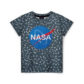 Детская футболка 3D с принтом NASA в Санкт-Петербурге, 100% гипоаллергенный полиэфир | прямой крой, круглый вырез горловины, длина до линии бедер, чуть спущенное плечо, ткань немного тянется | nasa | star | звезды | космос | наса