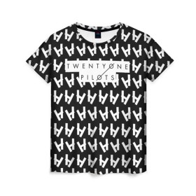 Женская футболка 3D с принтом Twenty One Pilots в Санкт-Петербурге, 100% полиэфир ( синтетическое хлопкоподобное полотно) | прямой крой, круглый вырез горловины, длина до линии бедер | rock | t.o.p. | top | twenty one pilots | рок