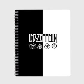 Тетрадь с принтом Led Zeppelin в Санкт-Петербурге, 100% бумага | 48 листов, плотность листов — 60 г/м2, плотность картонной обложки — 250 г/м2. Листы скреплены сбоку удобной пружинной спиралью. Уголки страниц и обложки скругленные. Цвет линий — светло-серый
 | Тематика изображения на принте: led | led zeppelin | блюз | группа | джимми пейдж | джон генри бонэм | джон пол джонс | лед зепелен | лед зеппелин | метал | роберт плант | рок | тяжелый | фолк | хард | хардрок | хеви | хевиметал