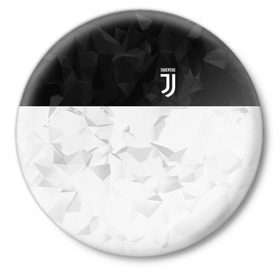 Значок с принтом Juventus 2018 Black and White в Санкт-Петербурге,  металл | круглая форма, металлическая застежка в виде булавки | Тематика изображения на принте: fc | juventus | спорт | спортивные | фк | футбол | футбольный клуб | ювентус
