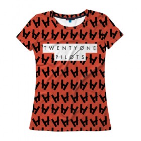 Женская футболка 3D с принтом Twenty One Pilots Red в Санкт-Петербурге, 100% полиэфир ( синтетическое хлопкоподобное полотно) | прямой крой, круглый вырез горловины, длина до линии бедер | rock | twenty one pilots | рок группа
