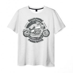 Мужская футболка 3D с принтом Vintage motocycle 2 в Санкт-Петербурге, 100% полиэфир | прямой крой, круглый вырез горловины, длина до линии бедер | Тематика изображения на принте: harley | motorbike | motorcycle | race | rider | ryder | skull | speed | байк | гонки | гонщик | мото | мотобайк | мотоцикл | райдер | скорость | харлей | череп