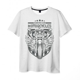 Мужская футболка 3D с принтом Vintage motocycle 5 в Санкт-Петербурге, 100% полиэфир | прямой крой, круглый вырез горловины, длина до линии бедер | Тематика изображения на принте: harley | motorbike | motorcycle | race | rider | ryder | skull | speed | байк | гонки | гонщик | мото | мотобайк | мотоцикл | райдер | скорость | харлей | череп