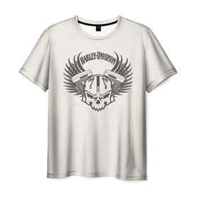 Мужская футболка 3D с принтом Harley-Davidson в Санкт-Петербурге, 100% полиэфир | прямой крой, круглый вырез горловины, длина до линии бедер | harley | motorbike | motorcycle | race | rider | ryder | skull | speed | байк | гонки | гонщик | мото | мотобайк | мотоцикл | райдер | скорость | харлей | череп