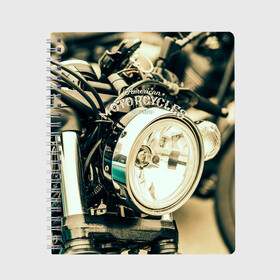 Тетрадь с принтом Vintage motocycle в Санкт-Петербурге, 100% бумага | 48 листов, плотность листов — 60 г/м2, плотность картонной обложки — 250 г/м2. Листы скреплены сбоку удобной пружинной спиралью. Уголки страниц и обложки скругленные. Цвет линий — светло-серый
 | Тематика изображения на принте: harley | motorbike | motorcycle | race | rider | ryder | speed | байк | гонки | гонщик | мото | мотобайк | мотоцикл | райдер | скорость | харлей