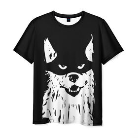 Мужская футболка 3D с принтом Собака в маске в Санкт-Петербурге, 100% полиэфир | прямой крой, круглый вырез горловины, длина до линии бедер | a criminal | a head | an animal | crook | dog | mask | голова | животное | жулик | преступник | собака в маске