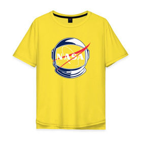 Мужская футболка хлопок Oversize с принтом NASA в Санкт-Петербурге, 100% хлопок | свободный крой, круглый ворот, “спинка” длиннее передней части | nasa | астронавт | астрофизика | космическое агенство | космонавт | космос | наса | скафандр  | шлем