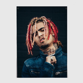 Постер с принтом Lil Pump в Санкт-Петербурге, 100% бумага
 | бумага, плотность 150 мг. Матовая, но за счет высокого коэффициента гладкости имеет небольшой блеск и дает на свету блики, но в отличии от глянцевой бумаги не покрыта лаком | esketit | esskeetit | gang | lil | pump | rap | качер | лил | маленький | насос | памп | репер | рэпер | рэппер | с дредами | эшкере | эшкерее | эшкереее | эшкерееее | эщкере | эщкерее | эщкереее | эщкерееее