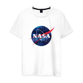 Мужская футболка хлопок с принтом NASA в Санкт-Петербурге, 100% хлопок | прямой крой, круглый вырез горловины, длина до линии бедер, слегка спущенное плечо. | nasa | астронавт | астрофизика | космическое агенство | космонавт | космос | наса | скафандр   | шлем