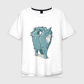Мужская футболка хлопок Oversize с принтом Котик в Санкт-Петербурге, 100% хлопок | свободный крой, круглый ворот, “спинка” длиннее передней части | киса домашние животные | кот | котик | коты | кошка | кошки