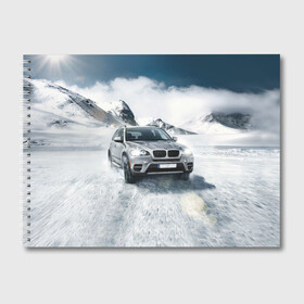Альбом для рисования с принтом BMW X5 в Санкт-Петербурге, 100% бумага
 | матовая бумага, плотность 200 мг. | Тематика изображения на принте: auto | race | авто | автомобиль | бмв | бумер | бэха | гонки | марка | машина
