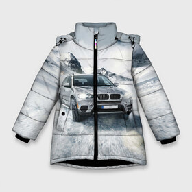 Зимняя куртка для девочек 3D с принтом BMW X5 в Санкт-Петербурге, ткань верха — 100% полиэстер; подклад — 100% полиэстер, утеплитель — 100% полиэстер. | длина ниже бедра, удлиненная спинка, воротник стойка и отстегивающийся капюшон. Есть боковые карманы с листочкой на кнопках, утяжки по низу изделия и внутренний карман на молнии. 

Предусмотрены светоотражающий принт на спинке, радужный светоотражающий элемент на пуллере молнии и на резинке для утяжки. | auto | race | авто | автомобиль | бмв | бумер | бэха | гонки | марка | машина