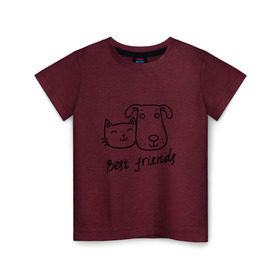 Детская футболка хлопок с принтом Best friends в Санкт-Петербурге, 100% хлопок | круглый вырез горловины, полуприлегающий силуэт, длина до линии бедер | киса домашние животные | кот | котик | коты | кошка | кошки