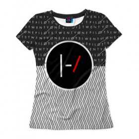 Женская футболка 3D с принтом Twenty One Pilots в Санкт-Петербурге, 100% полиэфир ( синтетическое хлопкоподобное полотно) | прямой крой, круглый вырез горловины, длина до линии бедер | rock | t.o.p. | top | twenty one pilots | рок