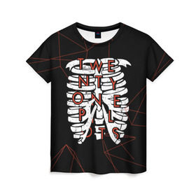 Женская футболка 3D с принтом Twenty One Pilots Bones в Санкт-Петербурге, 100% полиэфир ( синтетическое хлопкоподобное полотно) | прямой крой, круглый вырез горловины, длина до линии бедер | rock | t.o.p. | top | twenty one pilots | рок