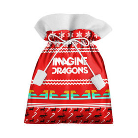 Подарочный 3D мешок с принтом Праздничный Imagine Dragons в Санкт-Петербурге, 100% полиэстер | Размер: 29*39 см | dragons | imagine | альтернативный | американская | арена | бэн макки | группа | драгонс | дэн | дэн рейнольдс | знак | имеджин | инди | индирок | красный | надпись | новогодний | новый год | поп | праздник