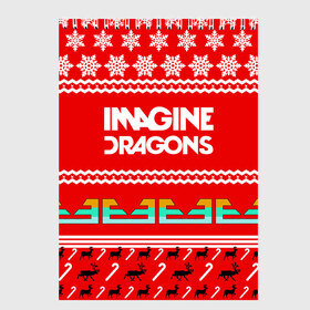 Скетчбук с принтом Праздничный Imagine Dragons в Санкт-Петербурге, 100% бумага
 | 48 листов, плотность листов — 100 г/м2, плотность картонной обложки — 250 г/м2. Листы скреплены сверху удобной пружинной спиралью | dragons | imagine | альтернативный | американская | арена | бэн макки | группа | драгонс | дэн | дэн рейнольдс | знак | имеджин | инди | индирок | красный | надпись | новогодний | новый год | поп | праздник