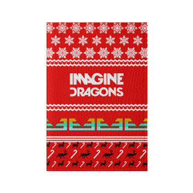 Обложка для паспорта матовая кожа с принтом Праздничный Imagine Dragons в Санкт-Петербурге, натуральная матовая кожа | размер 19,3 х 13,7 см; прозрачные пластиковые крепления | dragons | imagine | альтернативный | американская | арена | бэн макки | группа | драгонс | дэн | дэн рейнольдс | знак | имеджин | инди | индирок | красный | надпись | новогодний | новый год | поп | праздник