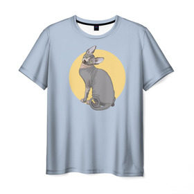 Мужская футболка 3D с принтом Сфинкс в Санкт-Петербурге, 100% полиэфир | прямой крой, круглый вырез горловины, длина до линии бедер | киса домашние животные | кот | котик | коты | кошка | кошки