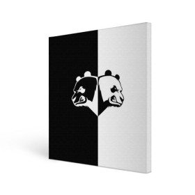 Холст квадратный с принтом Панда в Санкт-Петербурге, 100% ПВХ |  | бамбук | бамбуковый медведь | белый | голова | два | животное | злость | красная книга | крутой | мишка | оскал | панда | прикольный | тату | цвета | чб | черный | ярость