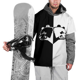Накидка на куртку 3D с принтом Панда в Санкт-Петербурге, 100% полиэстер |  | бамбук | бамбуковый медведь | белый | голова | два | животное | злость | красная книга | крутой | мишка | оскал | панда | прикольный | тату | цвета | чб | черный | ярость