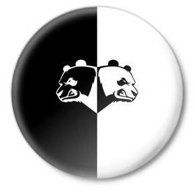 Значок с принтом Панда в Санкт-Петербурге,  металл | круглая форма, металлическая застежка в виде булавки | бамбук | бамбуковый медведь | белый | голова | два | животное | злость | красная книга | крутой | мишка | оскал | панда | прикольный | тату | цвета | чб | черный | ярость