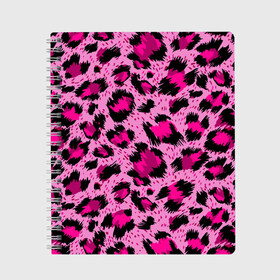 Тетрадь с принтом Розовый леопард в Санкт-Петербурге, 100% бумага | 48 листов, плотность листов — 60 г/м2, плотность картонной обложки — 250 г/м2. Листы скреплены сбоку удобной пружинной спиралью. Уголки страниц и обложки скругленные. Цвет линий — светло-серый
 | Тематика изображения на принте: гепард | леопард
