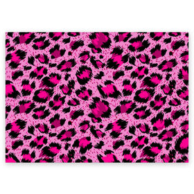 Поздравительная открытка с принтом Розовый леопард в Санкт-Петербурге, 100% бумага | плотность бумаги 280 г/м2, матовая, на обратной стороне линовка и место для марки
 | гепард | леопард