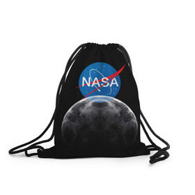 Рюкзак-мешок 3D с принтом NASA MOON в Санкт-Петербурге, 100% полиэстер | плотность ткани — 200 г/м2, размер — 35 х 45 см; лямки — толстые шнурки, застежка на шнуровке, без карманов и подкладки | galaxy | moon | nasa | space | астрономия | известные | космос | луна | наса | планет
