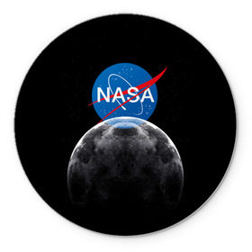 Коврик для мышки круглый с принтом NASA MOON в Санкт-Петербурге, резина и полиэстер | круглая форма, изображение наносится на всю лицевую часть | galaxy | moon | nasa | space | астрономия | известные | космос | луна | наса | планет