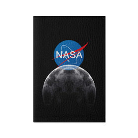 Обложка для паспорта матовая кожа с принтом NASA MOON в Санкт-Петербурге, натуральная матовая кожа | размер 19,3 х 13,7 см; прозрачные пластиковые крепления | galaxy | moon | nasa | space | астрономия | известные | космос | луна | наса | планет