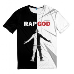 Мужская футболка 3D с принтом Rap God Eminem в Санкт-Петербурге, 100% полиэфир | прямой крой, круглый вырез горловины, длина до линии бедер | 