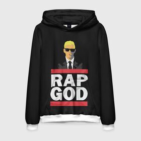 Мужская толстовка 3D с принтом Rap God Eminem в Санкт-Петербурге, 100% полиэстер | двухслойный капюшон со шнурком для регулировки, мягкие манжеты на рукавах и по низу толстовки, спереди карман-кенгуру с мягким внутренним слоем. | actor | american rapper | composer | eminem | music | rap | rap god | record producer |   | актёр | американский | композитор | музыка | музыкальный продюсер | рэп | рэпер