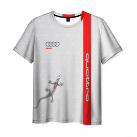 Мужская футболка 3D с принтом AUDI QUATTRO в Санкт-Петербурге, 100% полиэфир | прямой крой, круглый вырез горловины, длина до линии бедер | audi | car | race | авто | автомобиль | ауди | гонки | марка | машина