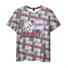 Мужская футболка 3D с принтом ONE LOVE JDM в Санкт-Петербурге, 100% полиэфир | прямой крой, круглый вырез горловины, длина до линии бедер | Тематика изображения на принте: 