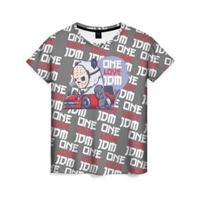 Женская футболка 3D с принтом ONE LOVE JDM в Санкт-Петербурге, 100% полиэфир ( синтетическое хлопкоподобное полотно) | прямой крой, круглый вырез горловины, длина до линии бедер | Тематика изображения на принте: 