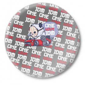 Значок с принтом ONE LOVE JDM в Санкт-Петербурге,  металл | круглая форма, металлическая застежка в виде булавки | 